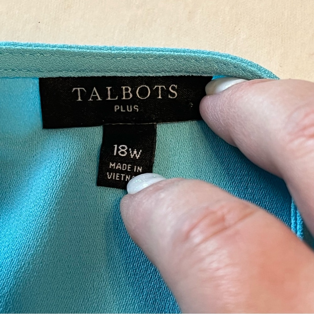 Talbots‎ Plus Womens Size 18W Blue Sleeveless Blouse Tank Top Shell Waist Tie - Picture 2 of 9